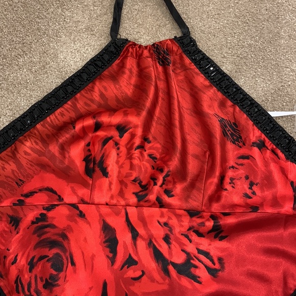 Bebe Rose Print Halter Top NWT - Picture 2 of 5